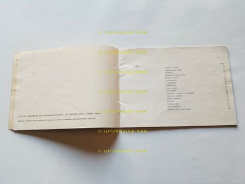 Benelli 650 Tornado 1970 manuale uso originale INGLESE ENGLISH owner's …