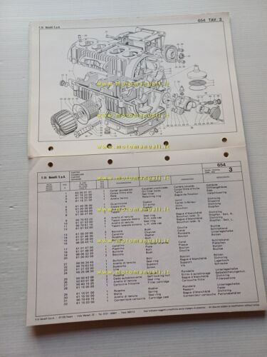 Benelli 654 1980 catalogo ricambi originale