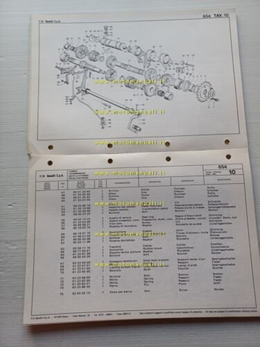 Benelli 654 1980 catalogo ricambi originale