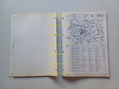 Benelli 750 SEI 1974-75 catalogo ricambi originale spare parts list