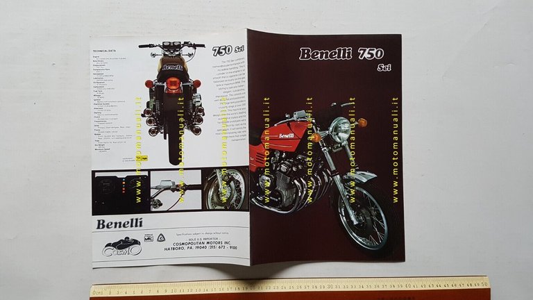 Benelli 750 Sei 1975 depliant ENGLISH TEXT motorcycle brochure