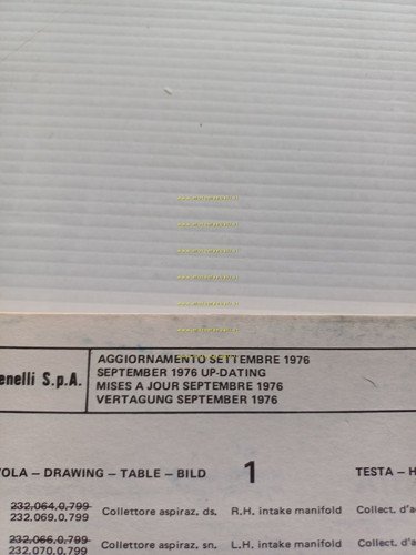 Benelli 750 SEI aggiornamento 1976 catalogo ricambi originale