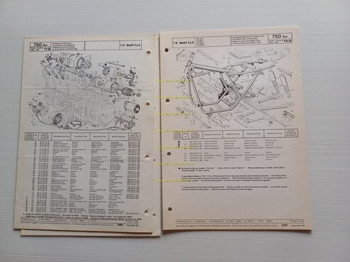 Benelli 750 SEI aggiornamento 1976 catalogo ricambi originale