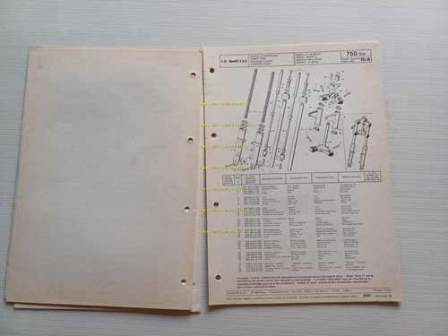 Benelli 750 SEI aggiornamento 1976 catalogo ricambi originale
