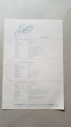 Benelli 90 Turismo 1971 depliant moto ORIGINALE motorcycle brochure