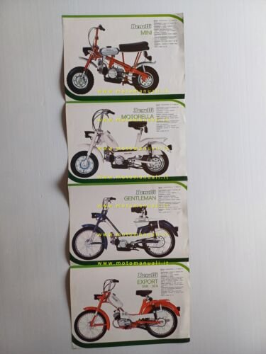 Benelli ciclomotori 1977 MINI GENTLEMAN MOTORELLA EXPORT depliant originale