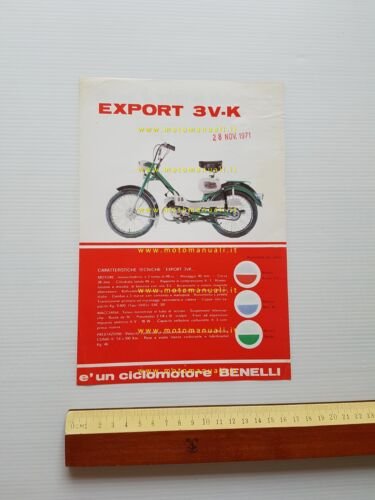 Benelli Export 3 VK 50 1968 depliant originale ITALIANO