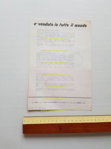 Benelli Export 3 VK 50 1968 depliant originale ITALIANO