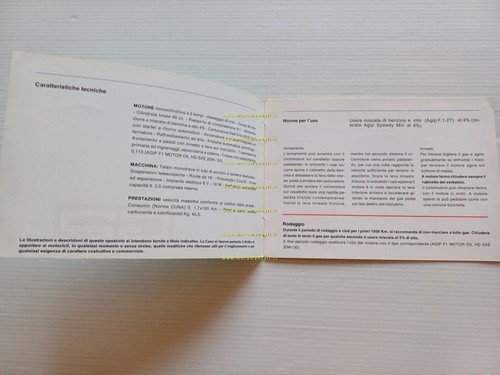 Benelli G2 50 1980 manuale uso manutenzione libretto originale italiano