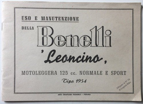 Benelli Leoncino - Uso e Manutenzione - Tipo 1954 - … | Immagine principale