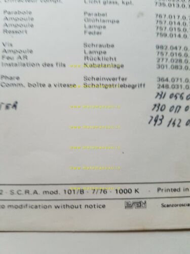 Benelli Magnum 50 3V 1976 catalogo ricambi originale spare parts …