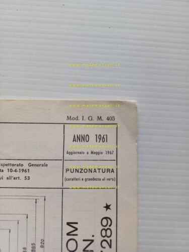 Benelli Motobi 125 Imperiale Sport 1967 scheda omologazione DGM Mot …