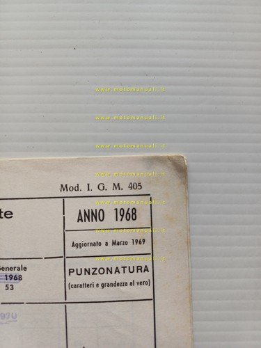 Benelli Motobi 49 CityBike 1968-69 scheda omologazione DGM Facsimile originale