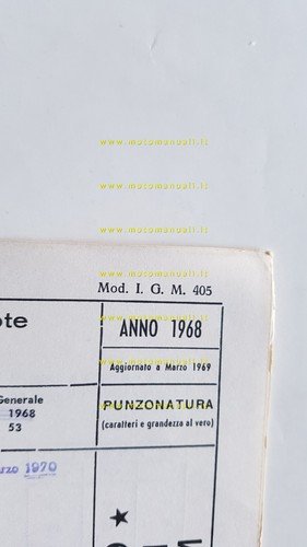 Benelli Motobi 49 Motorella 1968-69 scheda omologazione DGM Facsimile originale