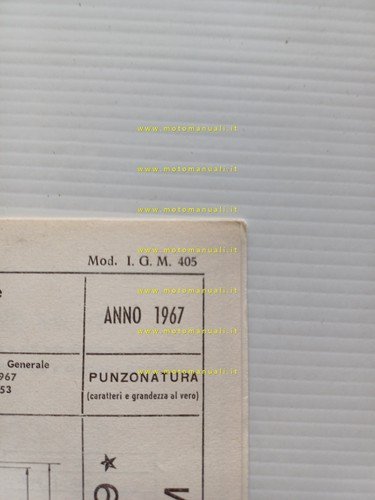 Benelli Motobi 49 Sprint 3V 1967 scheda omologazione DGM Facsimile …