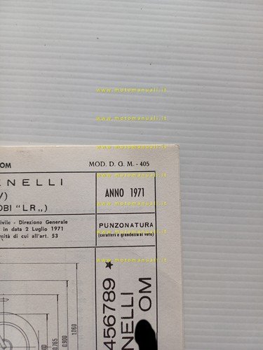 Benelli Motobi 90 Trial 1971 scheda omologazione DGM Facsimile originale