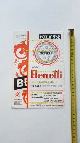 Benelli produzione modelli 1958 moto depliant originale brochure italiano