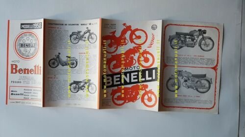 Benelli produzione modelli 1958 moto depliant originale brochure italiano