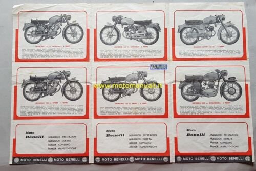 BENELLI produzione moto 1957 depliant originale genuine motorcycle brochure