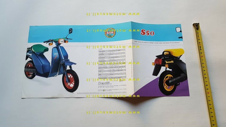 Benelli S 50 Scooter 1990 depliant brochure originale italiano