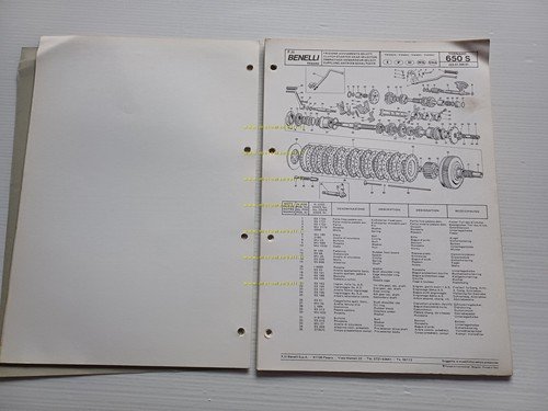Benelli Tornado 650 S 1972 catalogo ricambi originale spare parts …