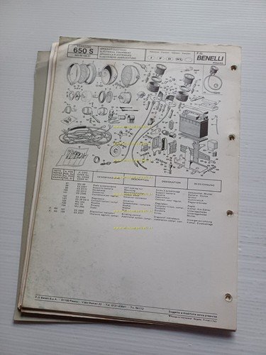 Benelli Tornado 650 S 1972 catalogo ricambi originale spare parts …