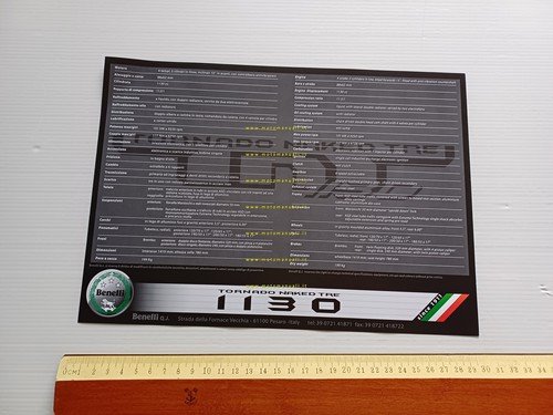 Benelli Tornado Naked Tre 1130 2007 depliant originale