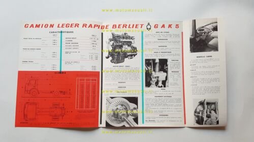 Berliet autocarri GAK 5 1959 depliant originale FRANCESE