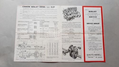 Berliet GLRb autocarro 1955 depliant francese originale camion brochure