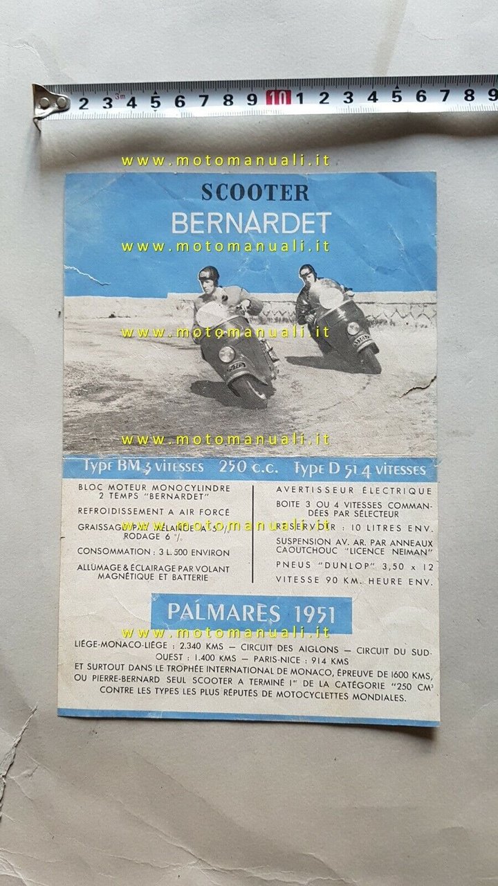 Bernardet Scooter 125 E 51 - C 50 depliant Francese …