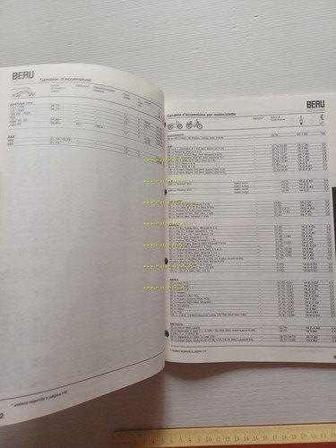 Beru guida applicazione candele auto fino 1987 manuale tabelle conversione