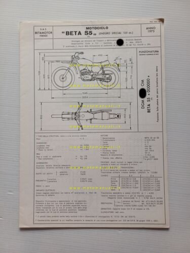 Beta 125 Enduro Special 1973 scheda omologazione DGM Facsimile Motorizzazione