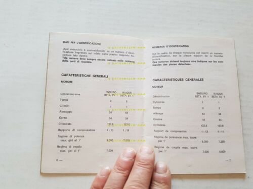 Beta 125 Regolarit Enduro 5V 1973 manuale uso originale genuine …