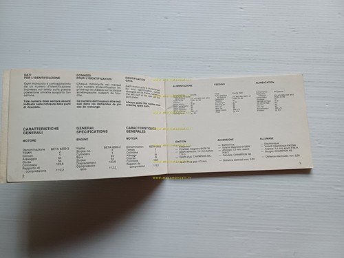Beta 125 TR TRIAL 1980 manuale uso manutenzione libretto originale