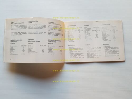 Beta 250 Enduro 1977 manuale uso manutenzione libretto originale