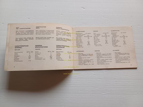 Beta 250 Enduro 1977 manuale uso manutenzione libretto originale