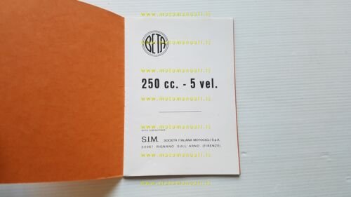 Beta 250 Regolarit Enduro 5V 1520 manuale uso libretto originale …