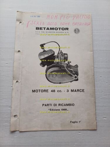 BETA 48 Motore 3V 1968 catalogo ricambi originale spare parts …