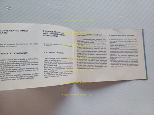 Beta 50 Ciclomotori 4V anni 70 manuale uso originale italiano …