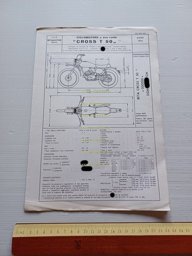 Beta 50 Cross T 1974 Facsimile scheda omologazione DGM Motorizzazione …