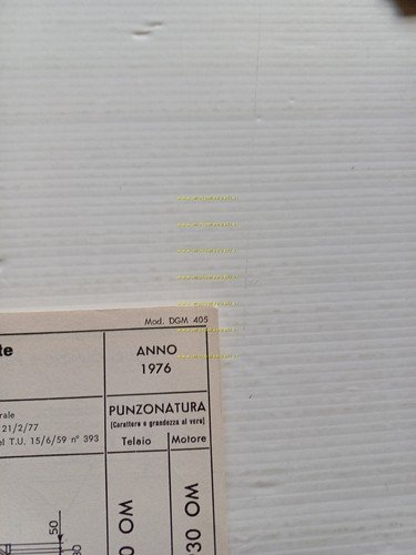 Beta 50 M4 Tubone 1976 Facsimile originale scheda omologazione DGM …