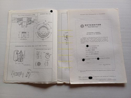 Beta Camoscio L 50 1971 Facsimile originale scheda omologazione DGM …