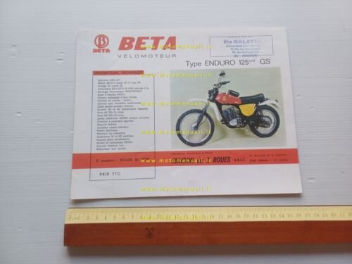 Beta Enduro 125 GS-Enduro 125-SP 50 Cross 1974 depliant francese …