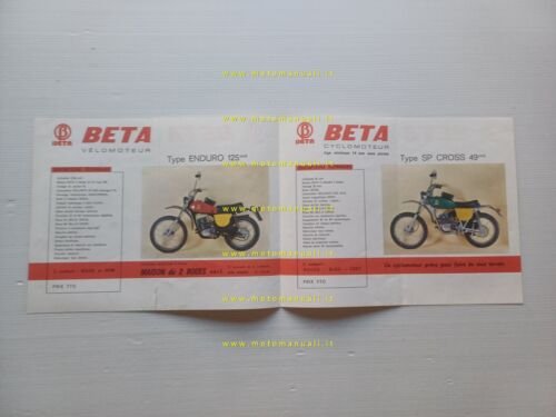Beta Enduro 125 GS-Enduro 125-SP 50 Cross 1974 depliant francese …