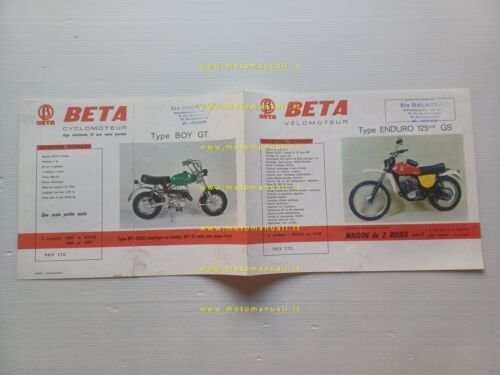 Beta Enduro 125 GS-Enduro 125-SP 50 Cross 1974 depliant francese …
