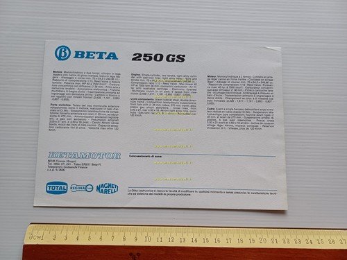 Beta GS 250 Enduro 1980 depliant italiano originale