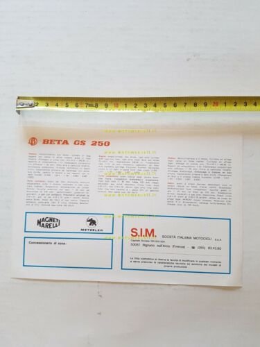 Beta GS 250 Regolarit Enduro 1977 depliant originale italiano brochure