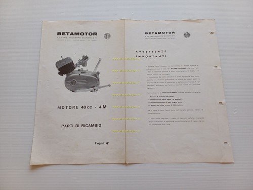 Beta Motore 48 4M 1968 catalogo ricambi originale ENGINE spare …