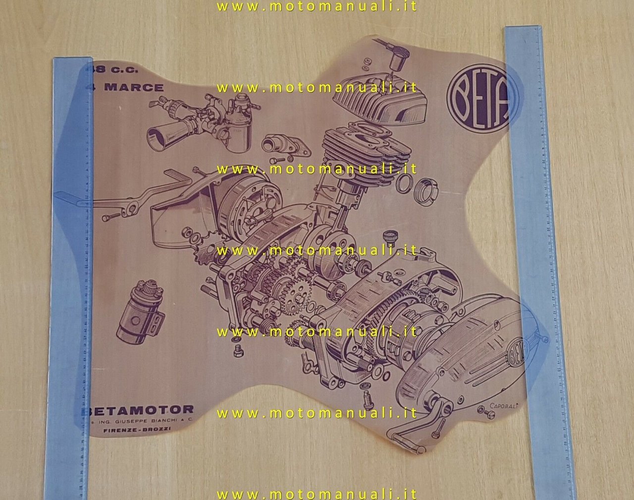 BETA motore esploso 48 4V disegno a china su lucido …