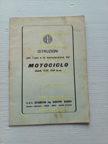 Beta T.V. 110 1971 manuale uso manutenzione libretto italiano originale